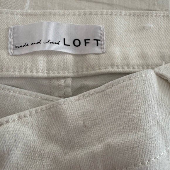 LOFT High Rise White Jeans with Button Detail - Picture 3 of 6